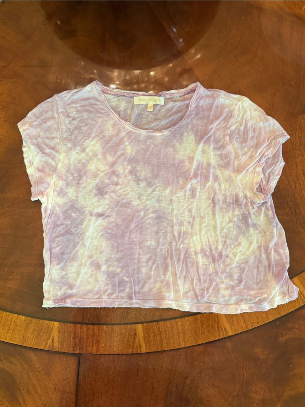 LoveShackFancy Lavender Tie-Dye Short Sleeve Cropped Tee